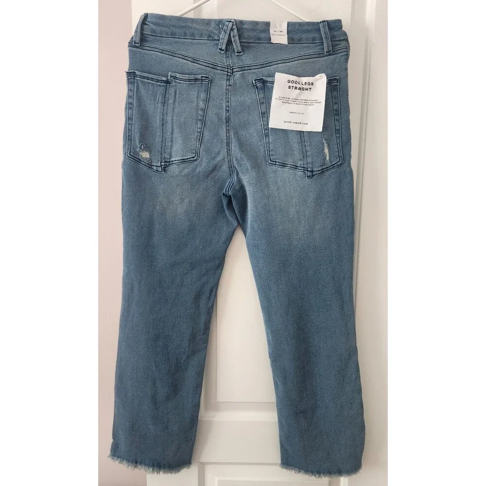 NWT Good American GOOD LEGS STRAIGHT JEANS GSPFH941T Size 10/30 Inseam 27.5" - Picture 3 of 12